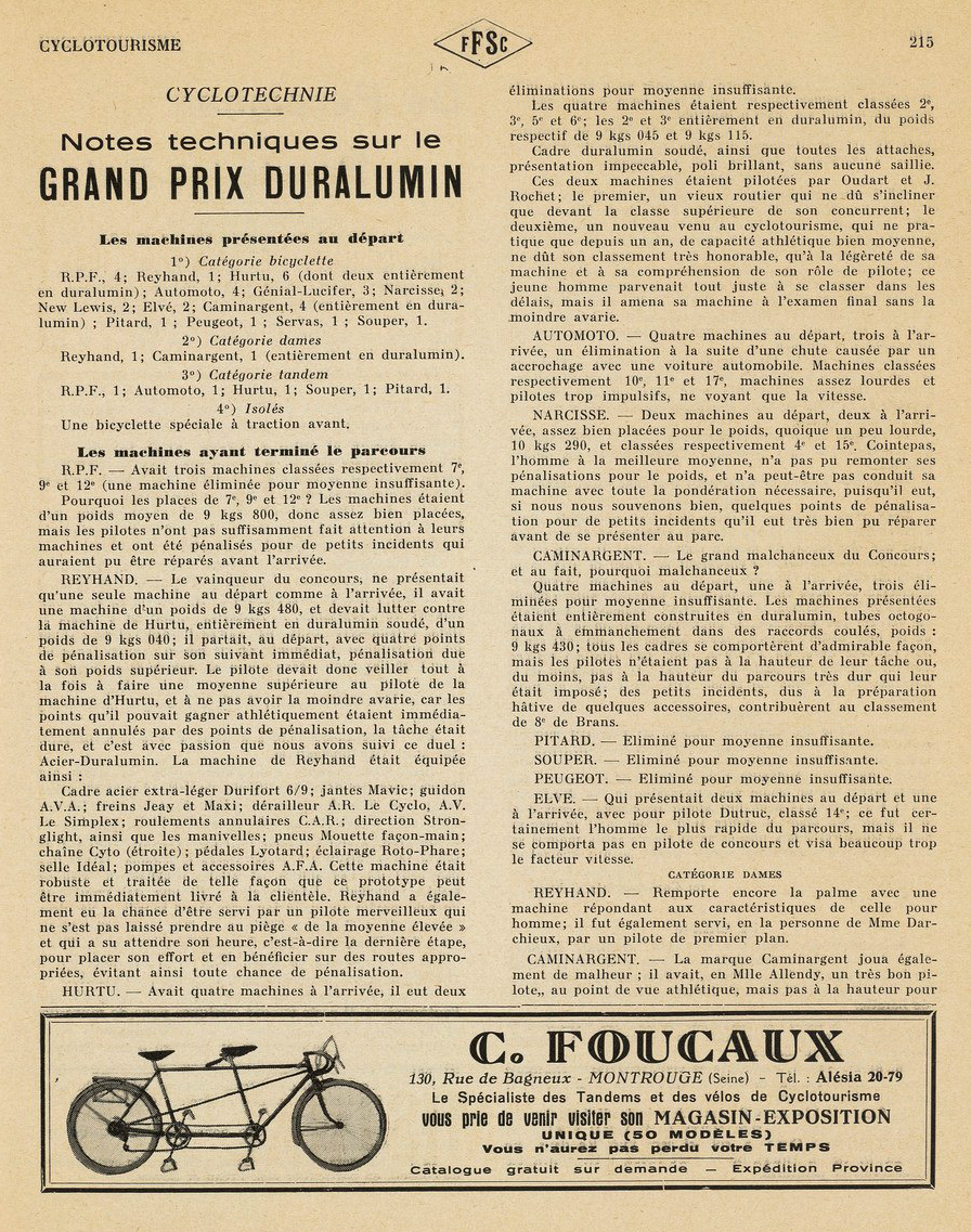 Article grand prix duralumin 1937, la bataille acier-duralumin Reyhand contre Hurtu